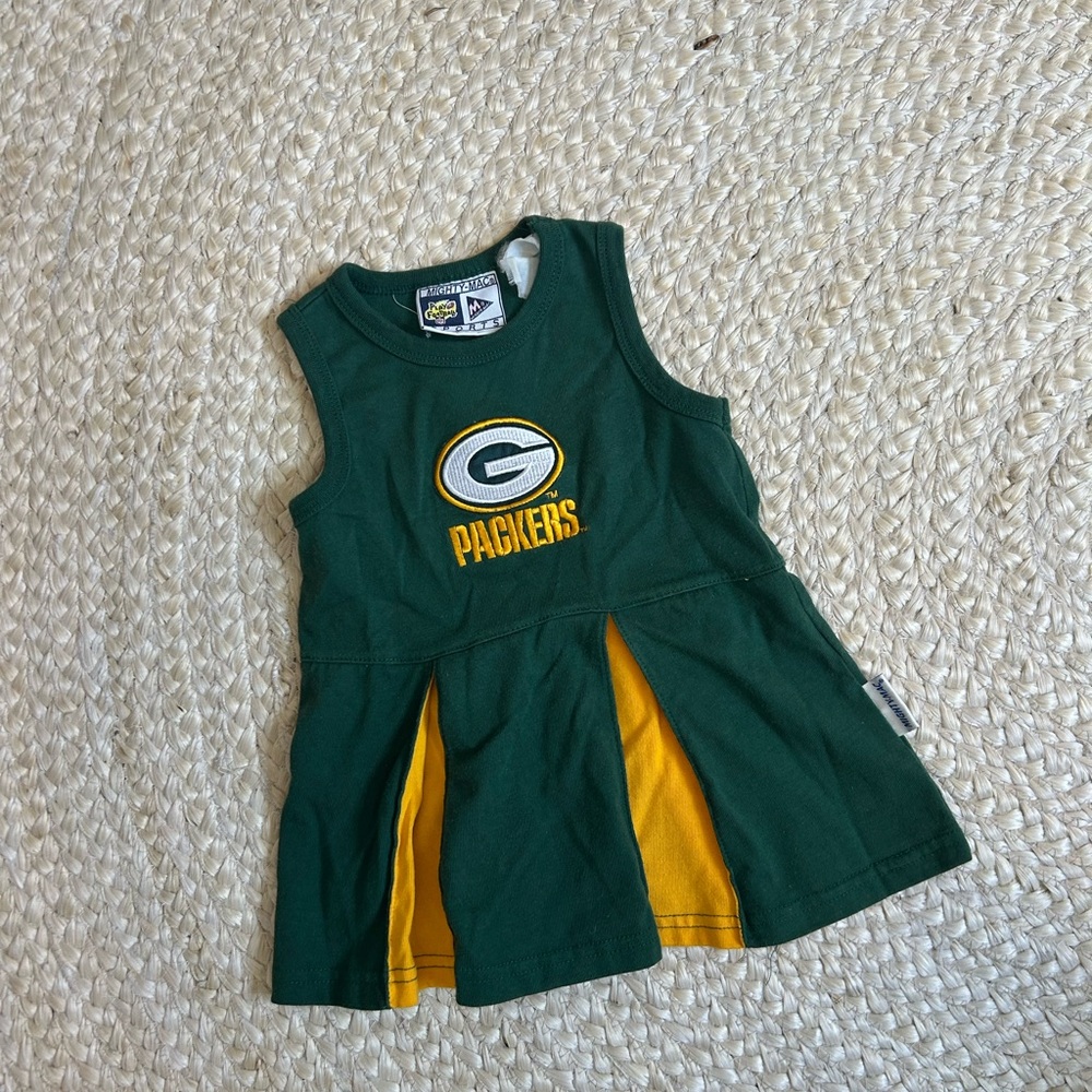 Greenbay packers baby 12 months toddler girl dress green yellow vintage classic